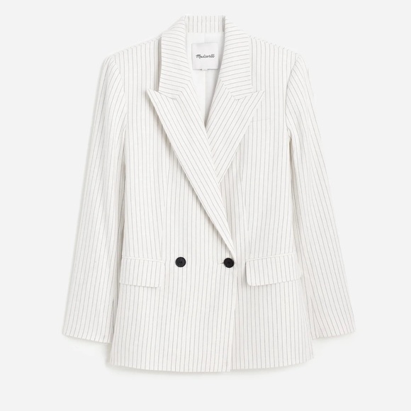 Madewell- Relaxed Blazer in Pinstripe Linen Blend Womens Size 8 NWOT - Picture 4 of 10